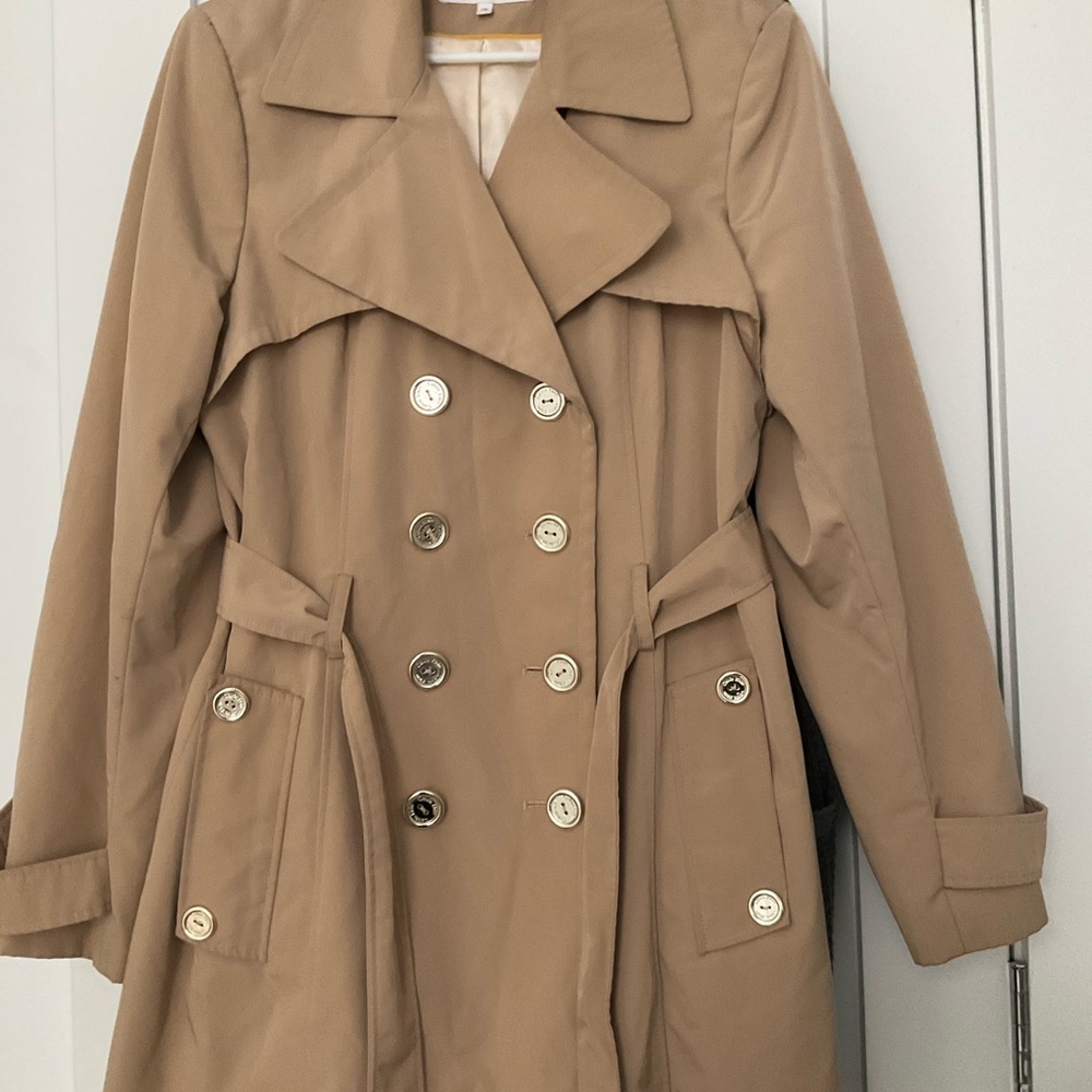 Calvin Klein Classic Tan Double-Breasted Women's Trench Coat